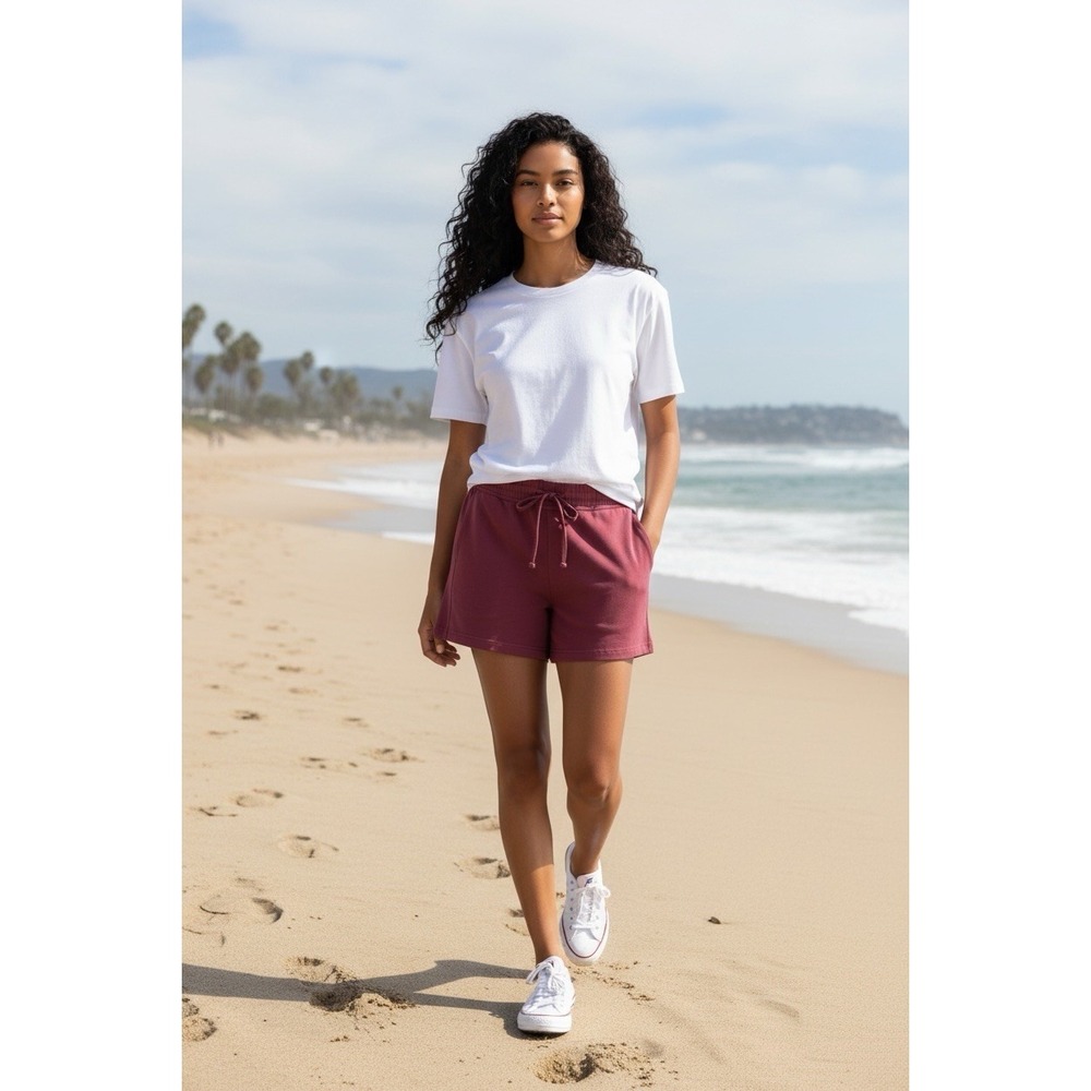 ATHLETA Size XL Farallon Cotton Pull On Drawstring Waist Pockets Mauve Shorts